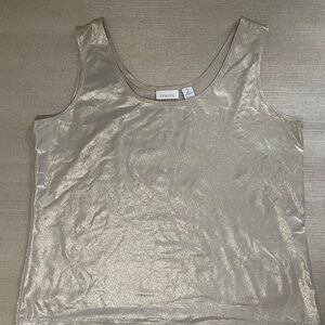 Chico's Gold Metallic Tank Top with Scoop Neckline